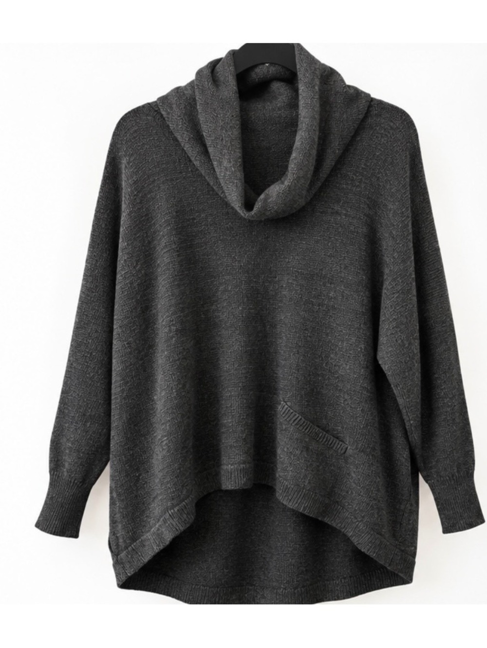 Eileen Fisher 100% Merino Wool Cowl Neck Asymmetrical Sweater – Size PL